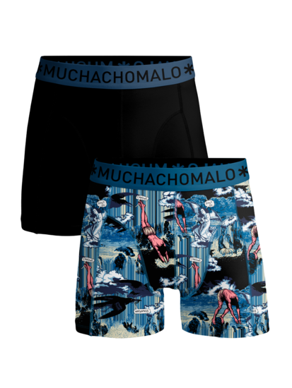 MUCHACHOMALO 2 pack boxershorts Waterfalls-Solid Black